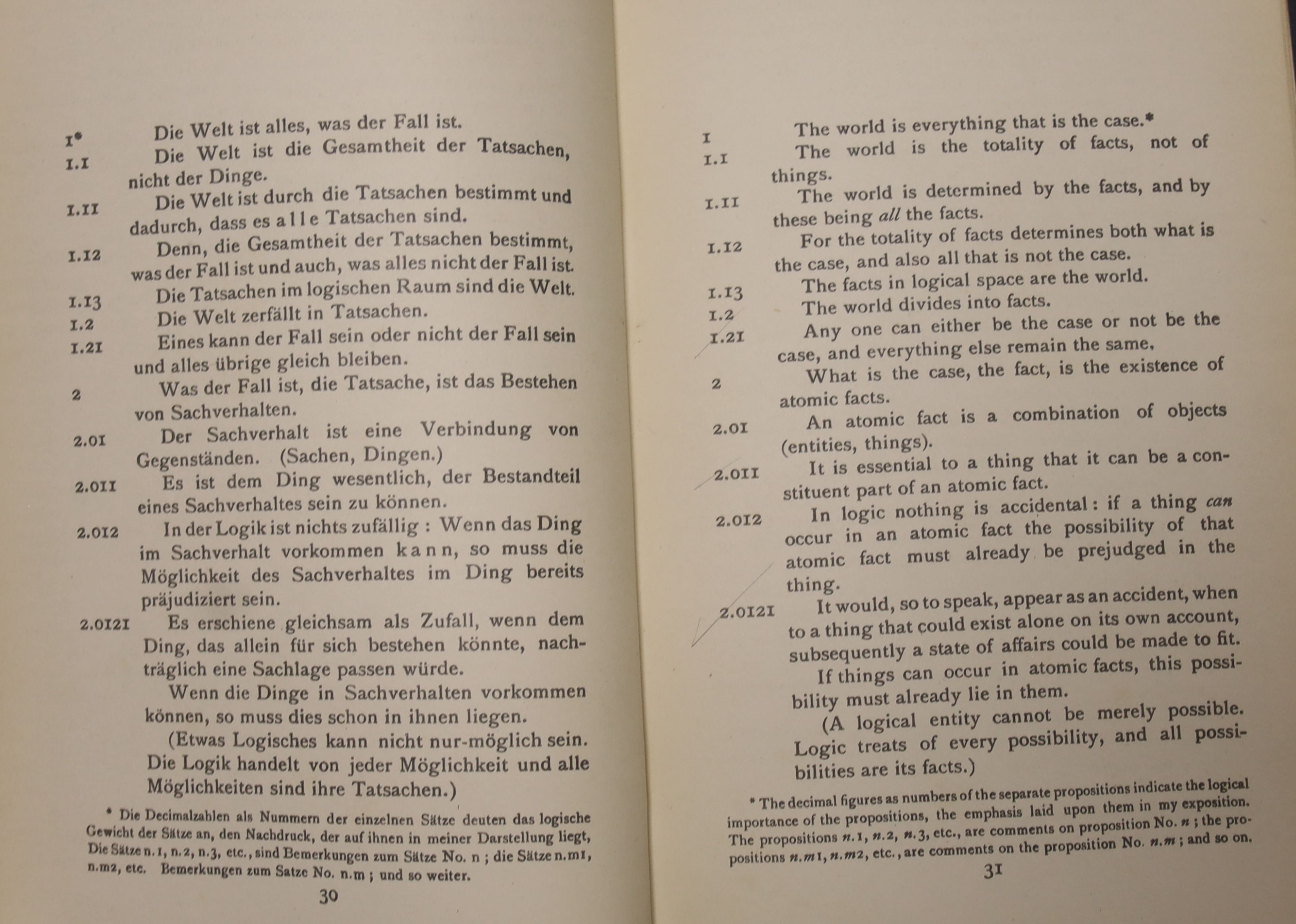 Wittgenstein, Ludwig – Tractatus Logico-Philosophicus, with an introduction by Bertrand Russell. gilt-lettered cloth, reprinted with a few corrections, 1933
